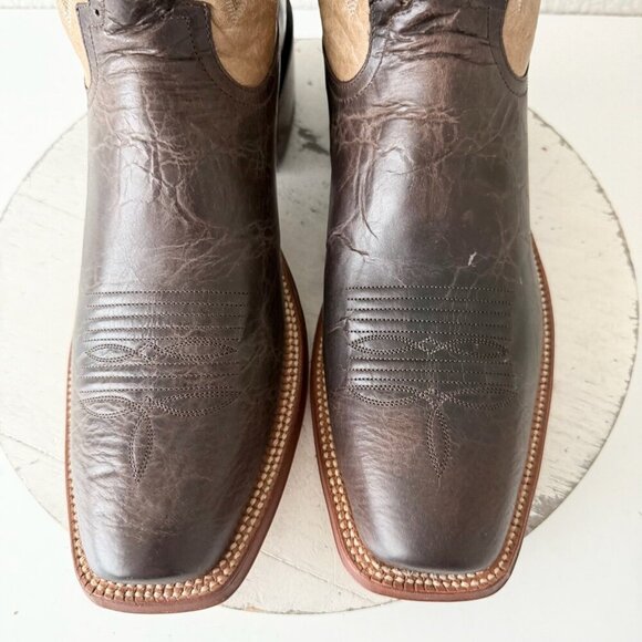 Rod Patrick Mens Cowboy Boots 12.5AA Antique Mocha Bison Brown Western Blunt Toe - Picture 7 of 12